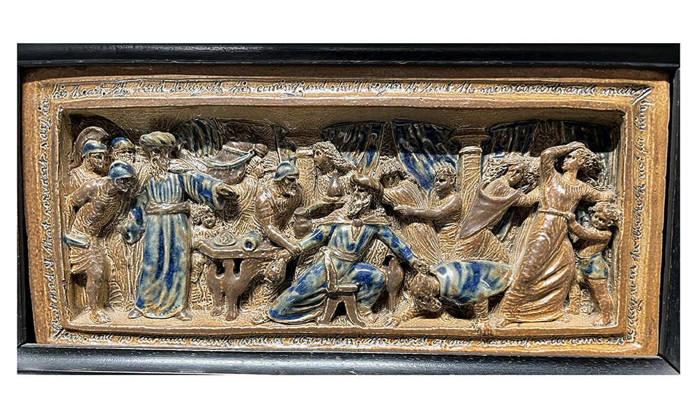 Detail of Tinworth Panel in V&A Cabinet