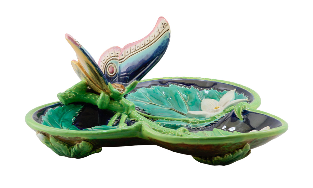 George Jones Majolica Butterfly Tray