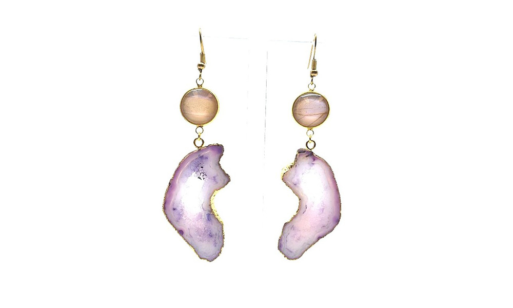 Amethyst Geode and Butterfly Earrings