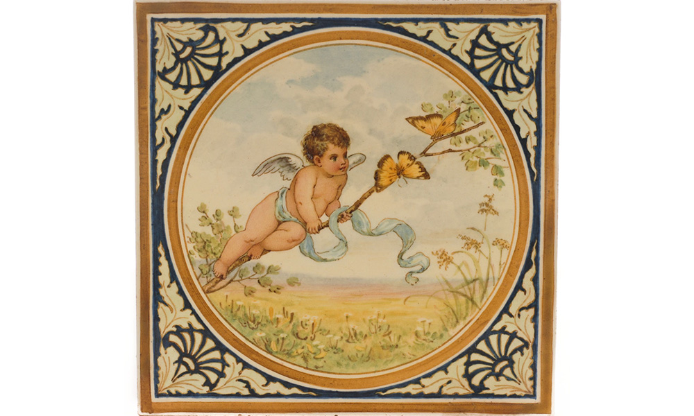 Doulton Putto with Butterfly Tile