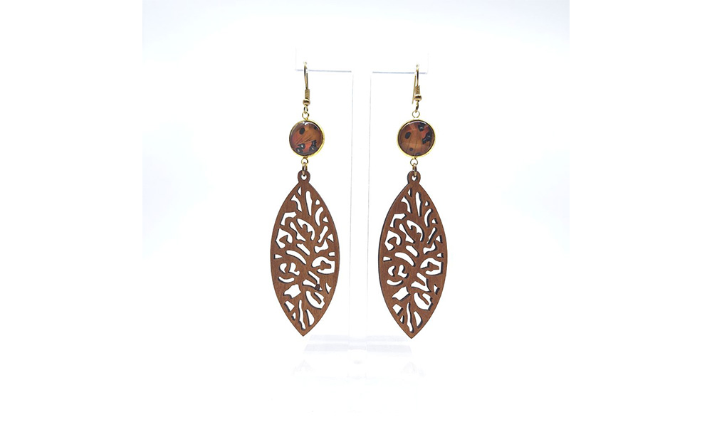 Wood and Butterfly Wings Earrings by Kiki Sylvain